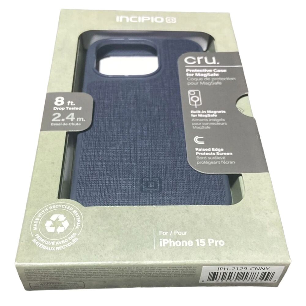 Incipio Cru MagSafe Case iPhone 15 Pro Navy Canvas IPH-2129-CNNY Brand New - Picture 3 of 7